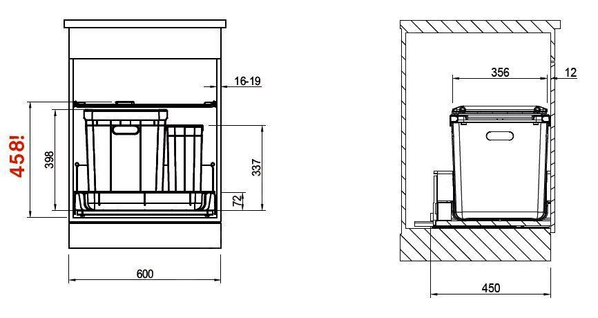 Franke Sortery - Cubo De Basura Integrado Varia 350-60 121.0307.536 4 Franke Sortery - Cubo De Basura Integrado Varia 350-60 121.0307.536 - Imagen 2