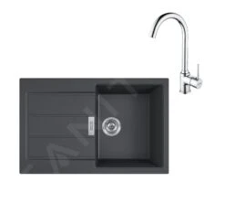 Franke Conjuntos De Cocina - Conjunto De Cocina T104, Tectonitový Dřez S2D 611-78 Y Grifo FP 9000.031, Negro/cromo 143.0675.726