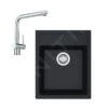 Franke Conjuntos De Cocina - Conjunto De Cocina T50, Fregadero De Tectonite SID 610-40 Y Grifo Samoa, Negro/cromo 114.0508.358