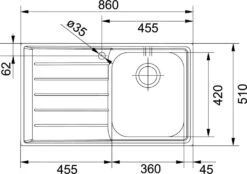 Franke Neptun - Fregadero De Acero Inoxidable NEX 611/7, 860x510 Mm 101.0120.272 -Franke 0c50377e616286fc39d61004