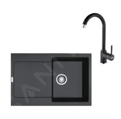 Franke Conjuntos De Cocina - Conjunto De Cocina G168, Fregadero De Fragranite MRG 611 Y Grifo FP 9000.071, Onyx 114.0587.950