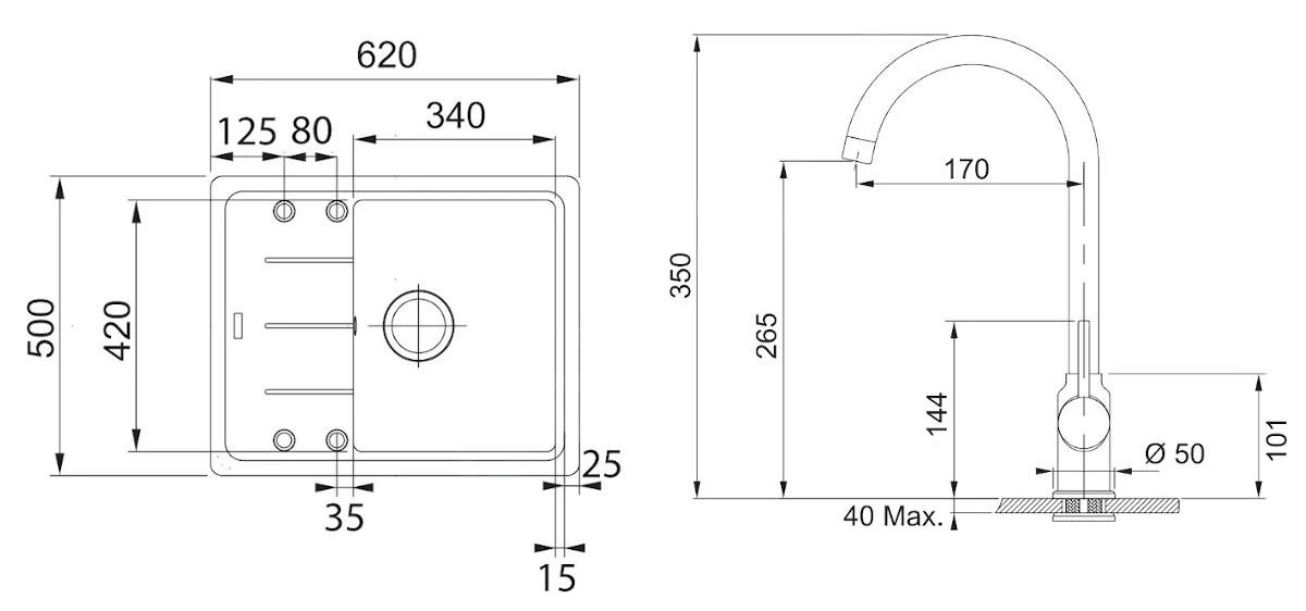 Franke Conjuntos De Cocina - Conjunto G172, Fregadero De Fragranite BFG 611-62 Y Grifo FP 9000.071 ónix/ónix 114.0619.578 4 Franke Conjuntos De Cocina - Conjunto G172, Fregadero De Fragranite BFG 611-62 Y Grifo FP 9000.071 ónix/ónix 114.0619.578 - Imagen 2