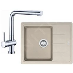 Franke Conjuntos De Cocina - Conjunto De Cocina G95, Fregadero De Fragranite BFG 611-62 + Grifo SAMOA, Sahara/cromo 114.0438.982