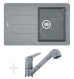 Franke Conjuntos De Cocina - Conjunto De Cocina G57, Fregadero De Granito BFG 611-78, Piedra Gris + Grifo FG 9547, Piedra Gris 114.0323.918