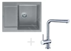 Franke Conjuntos De Cocina - Conjunto De Cocina G7, Fregadero De Fragranite MRG 611-62, Piedra Gris + Grifo Samoa, Cromo 114.0120.343