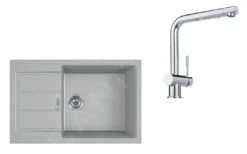 Franke Conjuntos De Cocina - Conjunto T87, Fregadero De Tectonite S2D 611-78 XL Y Grifo SAMOA, Gris/cromo 143.0618.738