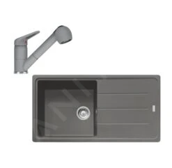 Franke Conjuntos De Cocina - Conjunto De Cocina G138, Fregadero De Fragranite BFG 611 Y Grifo FC 9547.424, Roca Gris 114.0510.597