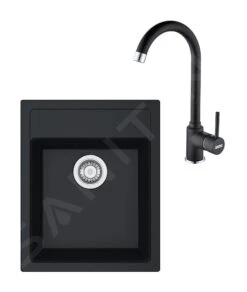 Franke Conjuntos De Cocina - Conjunto De Cocina T52, Fregadero De Tectonite SID 610-40 Y Grifo FP 9000.071, Negro 114.0508.416