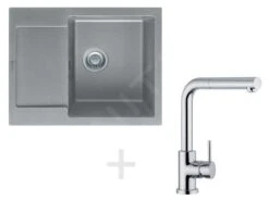 Franke Conjuntos De Cocina - Conjunto De Cocina G8, Fregadero De Granito MRG 611-62, Piedra Gris + Grifo FN 0147, Cromo 114.0120.350