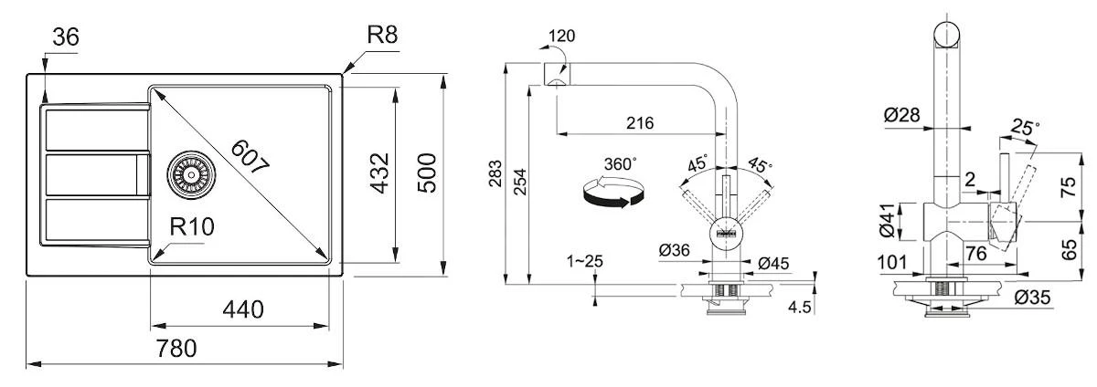 Franke Conjuntos De Cocina - Conjunto T87, Fregadero De Tectonite S2D 611-78 XL Y Grifo SAMOA, Negro/cromo 143.0618.735 4 Franke Conjuntos De Cocina - Conjunto T87, Fregadero De Tectonite S2D 611-78 XL Y Grifo SAMOA, Negro/cromo 143.0618.735 - Imagen 2