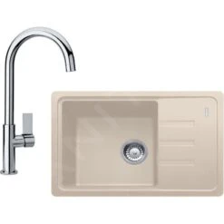 Franke Conjuntos De Cocina - Conjunto De Cocina G115, Fregadero De Fragranite BSG 611-62, Sahara + Grifo FP 0408.031, Cromo 114.0440.628