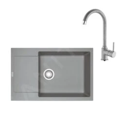 Franke Conjuntos De Cocina - Conjunto De Cocina G170, Fregadero De Fragranite MRG 611-78 BB Y Grifo FN 9000.084, Roca Gris 114.0587.970