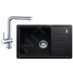 Franke Conjuntos De Cocina - Conjunto De Cocina G116, Fregadero De Fragranite BSG 611-62, ónix + Grifo SAMOA, Cromo 114.0440.605