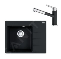 Franke Conjuntos De Cocina - Conjunto G215, Fregadero De Fragranite CNG 611-62 TL/2 Y Grifo FC 3055.071, ónix/cromo 114.0650.772