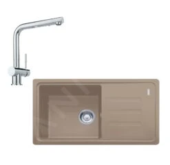 Franke Conjuntos De Cocina - Conjunto De Cocina G120, Fregadero De Fragranite BSG 611-78/39 Y Grifo Samoa, Cachemira/cromo 114.0510.439