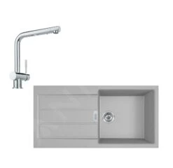 Franke Conjuntos De Cocina - Conjunto De Cocina T76, Fregadero De Tectonite S2D 611-100 Y Grifo Samoa, Gris/cromo 143.0650.602