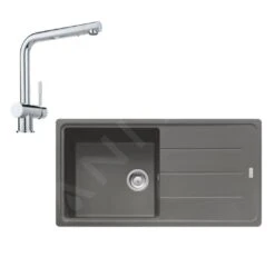 Franke Conjuntos De Cocina - Conjunto De Cocina G135, Fregadero De Fragranite BFG 611 Y Grifo Samoa, Roca Gris/cromo 114.0510.328
