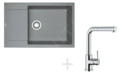 Franke Conjuntos De Cocina - Conjunto De Cocina G76, Fregadero De Fragranite MRG 611-78, Piedra Gris + Grifo FN 0147, Cromo 114.0365.684