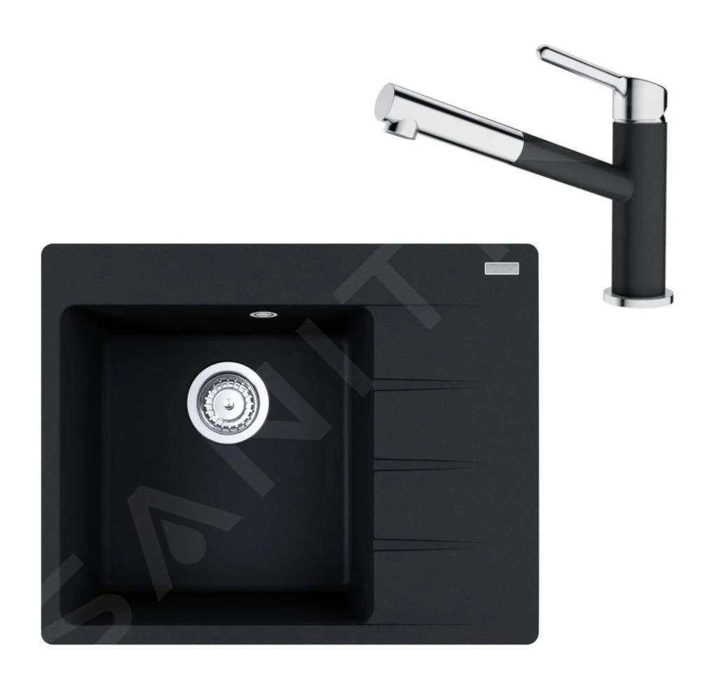 Franke Conjuntos De Cocina - Conjunto G215, Fregadero De Fragranite CNG 611-62 TL/2 Y Grifo FC 3055.901, Negro Mate/cromo 114.0675.669 3 Franke Conjuntos De Cocina - Conjunto G215, Fregadero De Fragranite CNG 611-62 TL/2 Y Grifo FC 3055.901, Negro Mate/cromo 114.0675.669