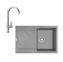 Franke Conjuntos De Cocina - Conjunto De Cocina G167, Fregadero De Fragranite MRG 611 Y Grifo FP 0408.031, Roca Gris/cromo 114.0587.944