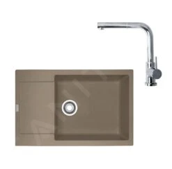 Franke Conjuntos De Cocina - Conjunto De Cocina G76, Fregadero De Fragranite MRG 611-78 BB Y Grifo FN 0147.031, Cachemira/cromo 114.0510.380