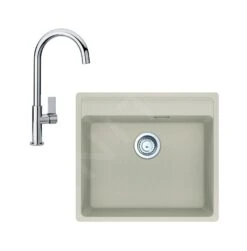 Franke Conjuntos De Cocina - Conjunto G244, Fregadero De Fragranite MRG 610-52 RTL Y Grifo FP 0408.031, Sahara/cromo 114.0675.600