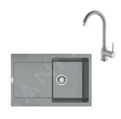 Franke Conjuntos De Cocina - Conjunto De Cocina G168, Fregadero De Fragranite MRG 611 Y Grifo FP 9000.084, Roca Gris 114.0587.980
