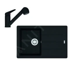Franke Conjuntos De Cocina - Conjunto De Cocina G57, Fregadero De Fragranite BFG 611-78 Y Grifo FC 9547.901, Negro Mate 114.0675.667
