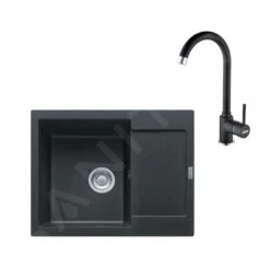 Franke Conjuntos De Cocina - Conjunto De Cocina G166, Fregadero De Fragranite MRG 611-62 Y Grifo FP 9000.071, Onyx 114.0587.933