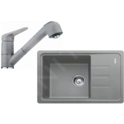 Franke Conjuntos De Cocina - Conjunto De Cocina G118, Fregadero De Fragranite BSG 611-62 + Grifo FC 9547.084, Piedra Gris 114.0440.850