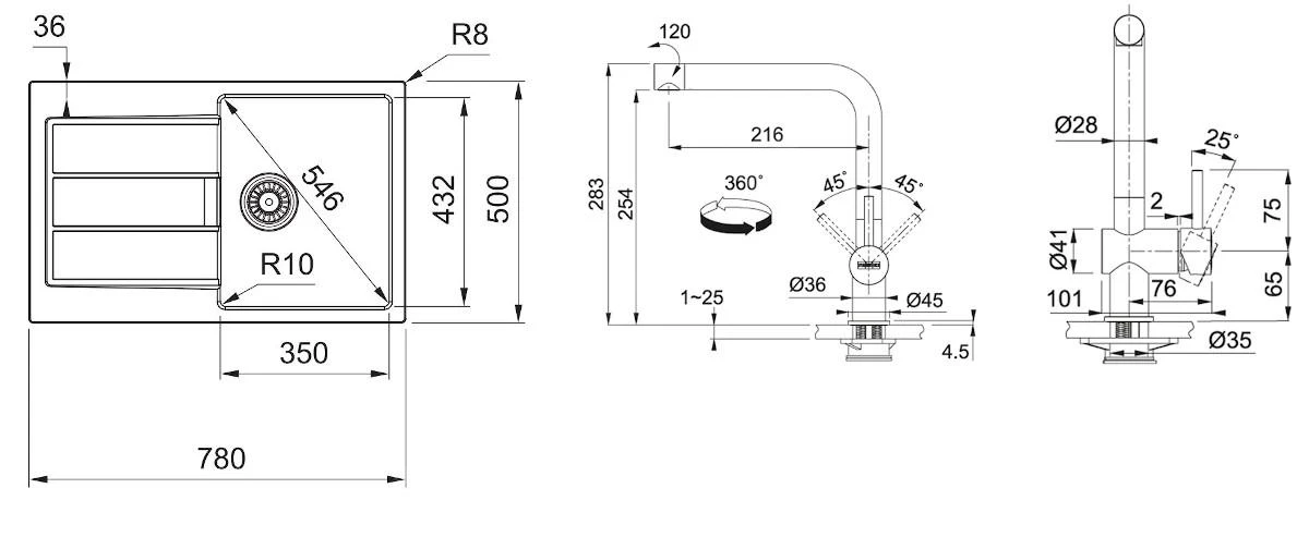 Franke Conjuntos De Cocina - Conjunto T81, Fregadero De Tectonite S2D 611-78 Y Grifo SAMOA, Gris/cromo 143.0618.712 4 Franke Conjuntos De Cocina - Conjunto T81, Fregadero De Tectonite S2D 611-78 Y Grifo SAMOA, Gris/cromo 143.0618.712 - Imagen 2