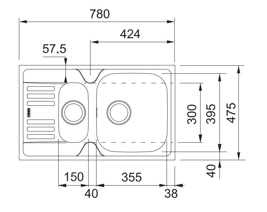 Franke Euroform - Fregadero De Acero Inoxidable EFN 651-78, 780x475 Mm 101.0250.587 4 Franke Euroform - Fregadero De Acero Inoxidable EFN 651-78, 780x475 Mm 101.0250.587 - Imagen 2