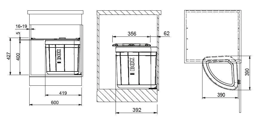 Franke Sortery - Cubo De Basura Integrado Solo 60 Mm, Negro 121.0307.572 4 Franke Sortery - Cubo De Basura Integrado Solo 60 Mm, Negro 121.0307.572 - Imagen 2