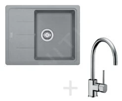 Franke Conjuntos De Cocina - Conjunto De Cocina G54, Fregadero De Granito BFG 611-62, Piedra Gris + Grifo FG 650, Cromo 114.0323.813