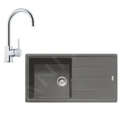 Franke Conjuntos De Cocina - Conjunto De Cocina G134, Fregadero De Fragranite BFG 611 Y Grifo FC 650.031, Roca Gris/cromo 114.0510.309