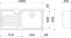 Franke Galassia - Fregadero Acero Inoxidable GAX 611/2, 1000x500 Mm, Con Escurridor A La Derecha 101.0120.144 -Franke f8eab4694538d845a491c019